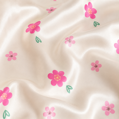 PJ-M303-Botanical Wildflower Satin Pajama Set with Vintage Garden Floral Pattern for Cozy Sleepwear
