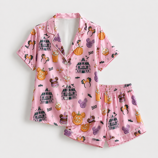 PJ-M306-Classic Halloween Pattern Sleepwear Set Crafted From Soft And Breathable Fabric For A Relaxed At-Home Fit