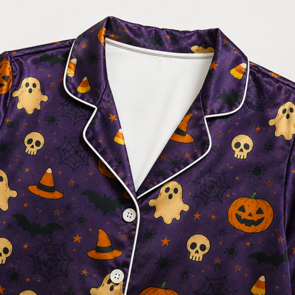 PJ-M314-Festive Halloween Motif Pajama Set Designed With A Comfortable Silhouette For All Night Comfort During October