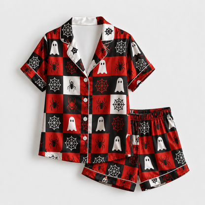 PJ-M318-Festive Autumnal Holiday Pajama Set Adorned With Delightful Halloween Patterns Designed For Relaxed And Cozy Home Lounging