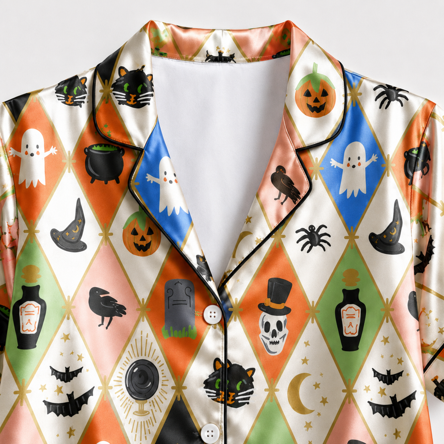PJ-M322-Fun And Festive Halloween Motif Pajama Set Featuring Artistic Seasonal Prints Crafted From Ultra-Soft Fabric For Maximum Comfort