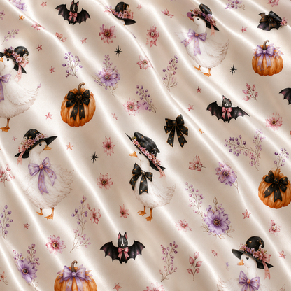 PJ-M328-Adorable Pastel Halloween Pajama Set Featuring Friendly Geese And Bats On Ultra-Soft Brushed Fabric