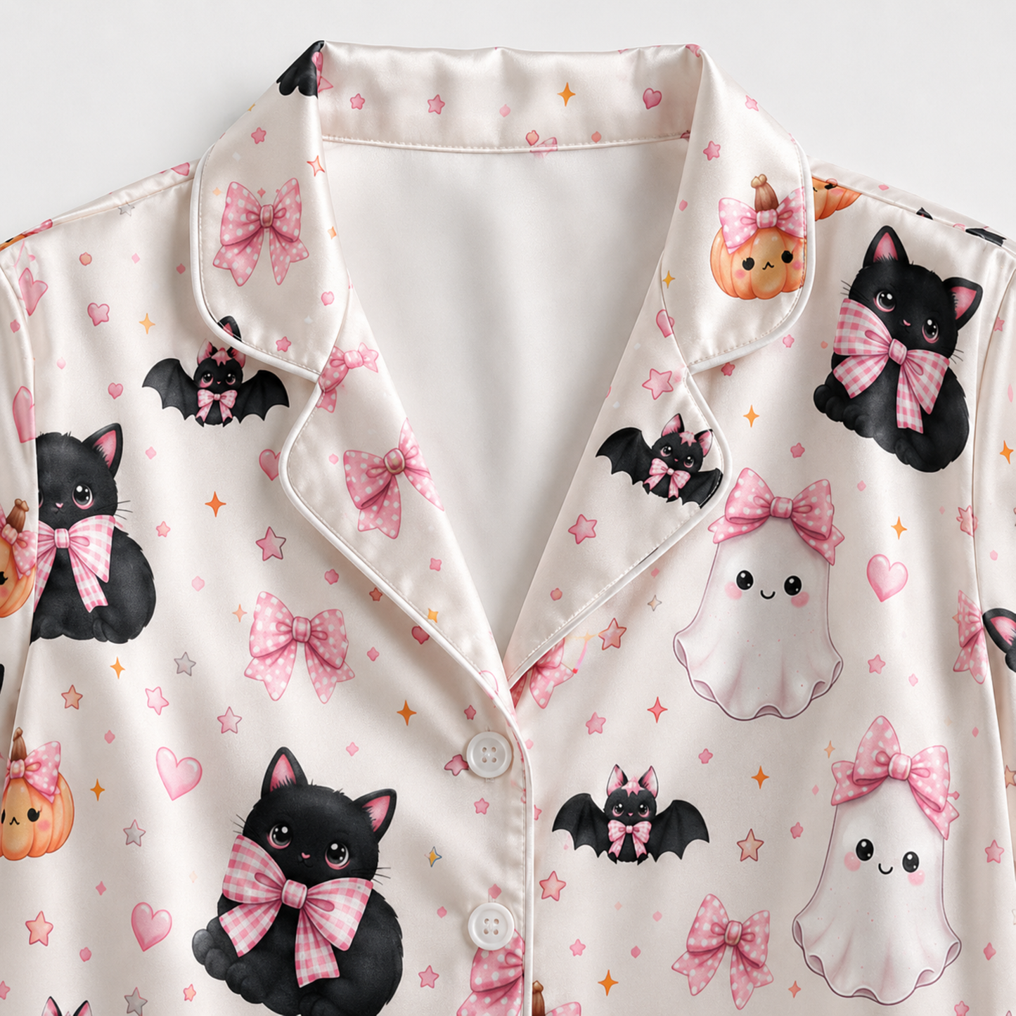 PJ-M331-Playful Modern Cat Halloween Silhouette Motif Loungewear Collection Featuring A Fun Geometric Pattern In A Versatile Colorway