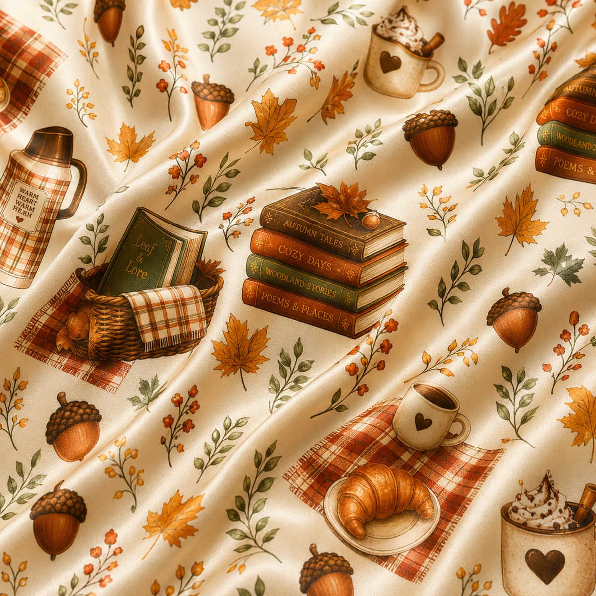 PJ-M333-Cozy Literary-Inspired Pajama Set Featuring Charming Vintage Book And Warm Coffee Cup Illustrations On Premium Soft Fabric