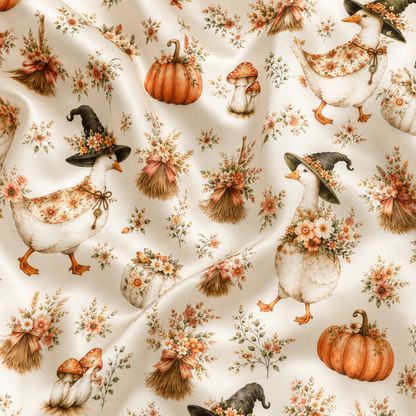 PJ-M334-Festive Duck Halloween Print Sleepwear Crafted From Ultra-Soft Sustainable Material Featuring Cute Spooky Icons And Fall Colors