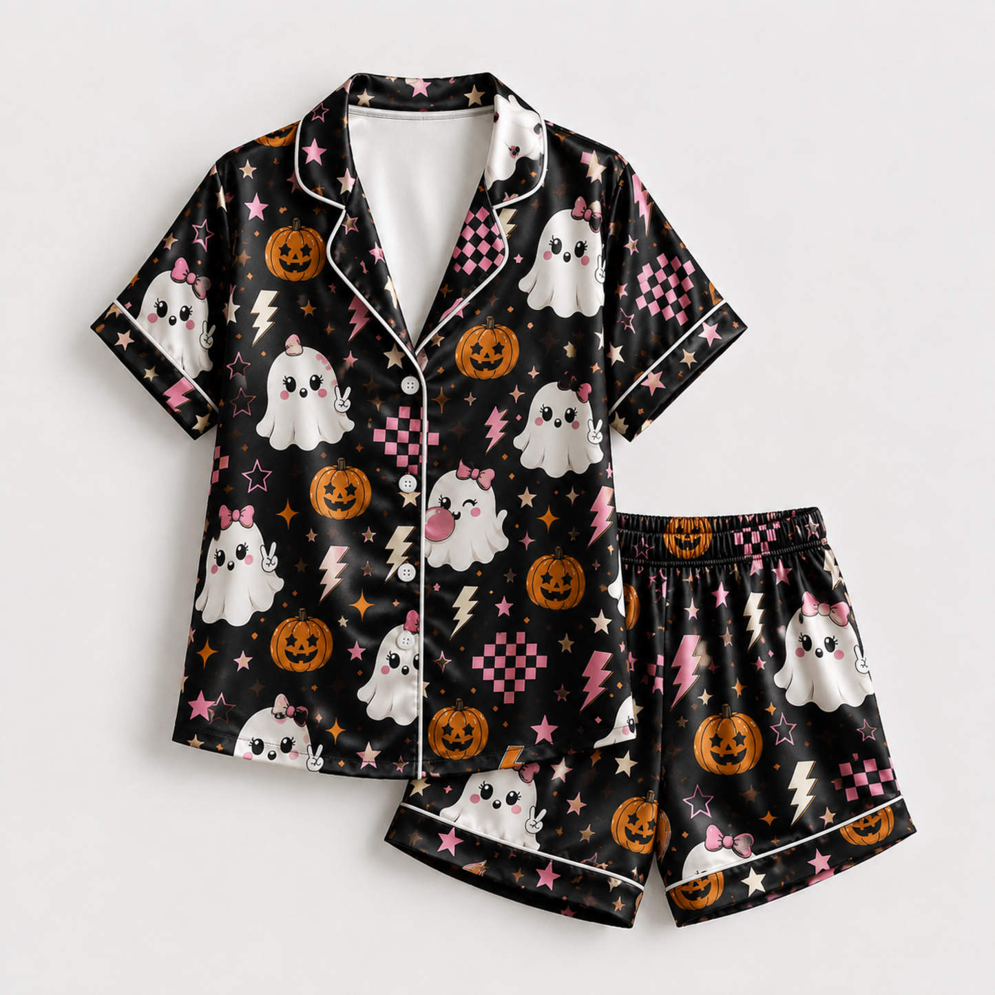 PJ-M337-Cozy Halloween-Themed Loungewear Set Displaying Delightful Seasonal Motifs Perfect For Relaxing Nights Throughout The Entire October