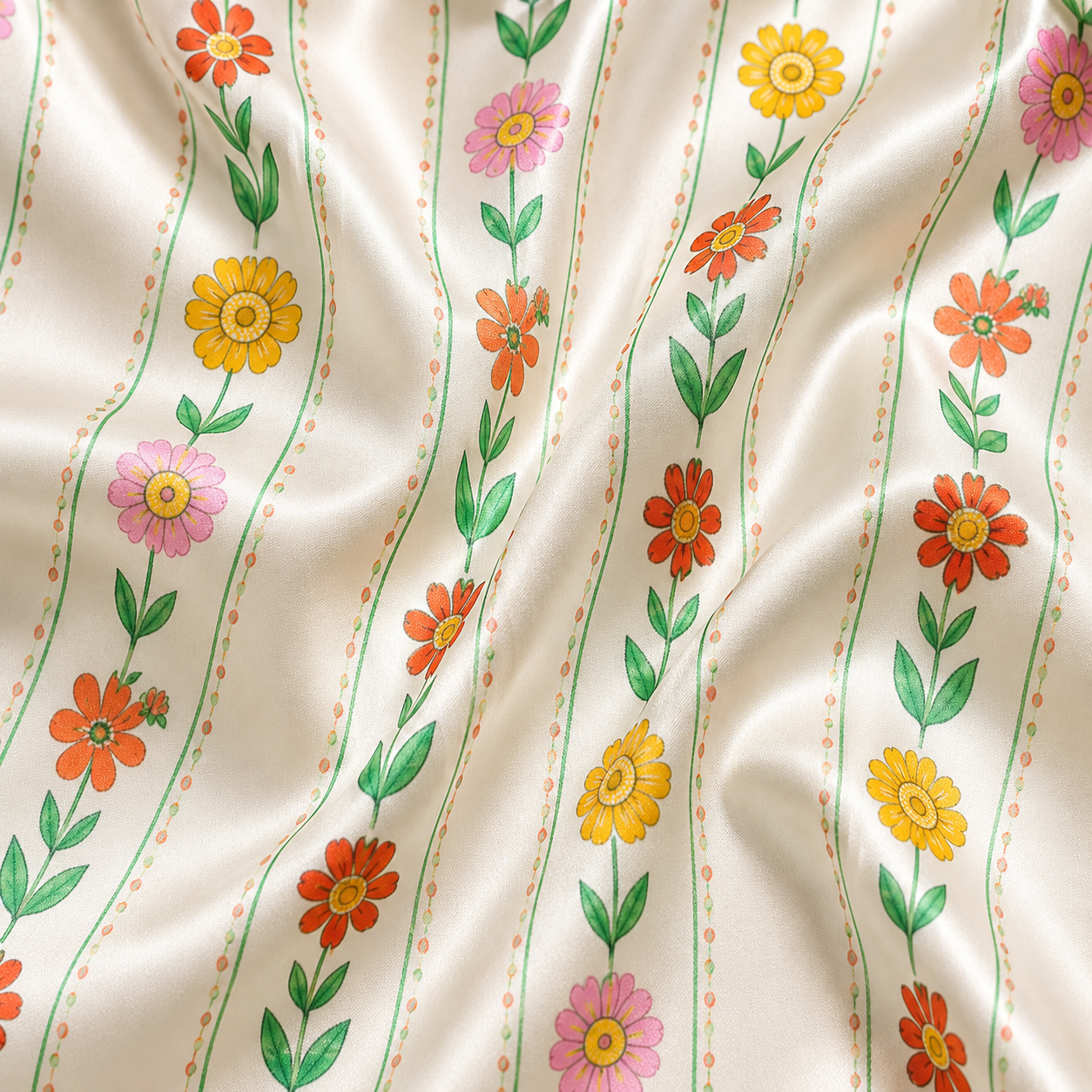 PJ-M342-Botanical Garden Print Pajama Set Featuring Delicate Floral Motifs Crafted From Breathable Premium Organic Silk Fabric