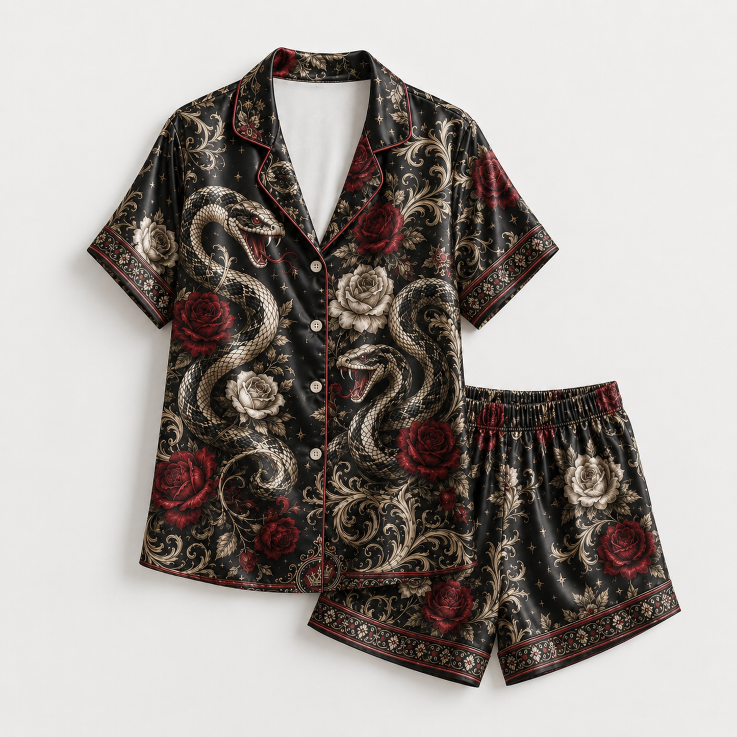 PJ-M347-Cool Streetwear-Inspired Snake Motif Loungewear Set Designed With A Relaxed Fit For A Modern Edge