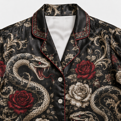 PJ-M347-Cool Streetwear-Inspired Snake Motif Loungewear Set Designed With A Relaxed Fit For A Modern Edge