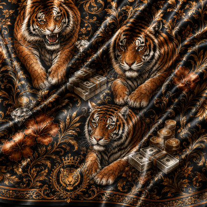 PJ-M348-Tough Tiger Predator Graphic Pajama Set Showcasing A Powerful Silhouette In A Sharp Monochrome Palette