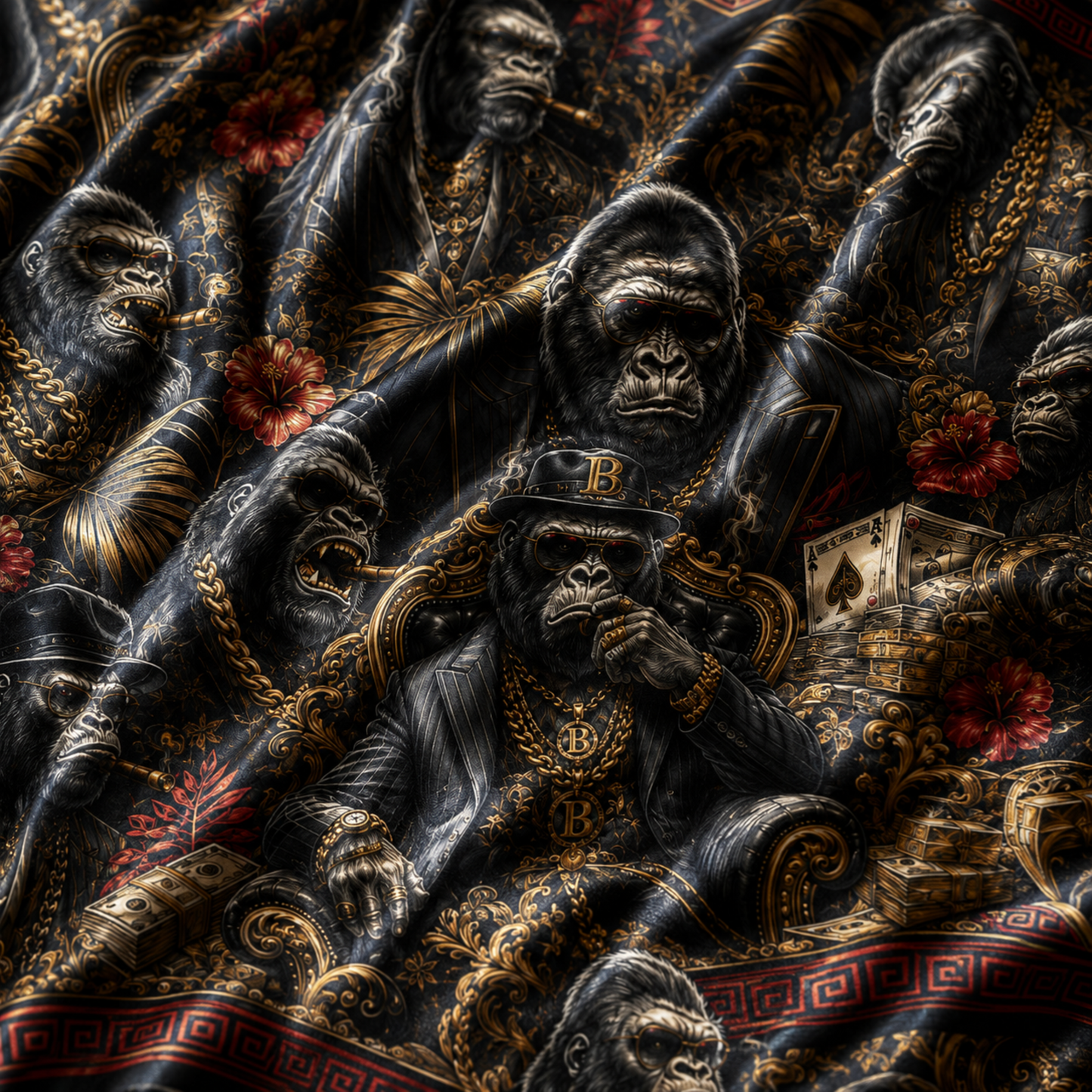 PJ-M349-Edgy King Kong Abstract Pattern Pajama Set Crafted From Ultra-Soft Jersey Material For Ultimate Nightly Comfort