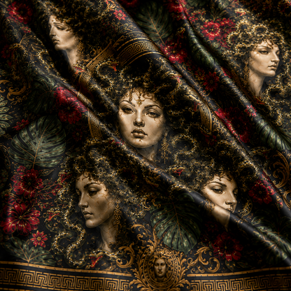 PJ-M352-Mythical Medusa Graphic Pajama Set Designed With A Relaxed Fit And Bold Artistic Elements