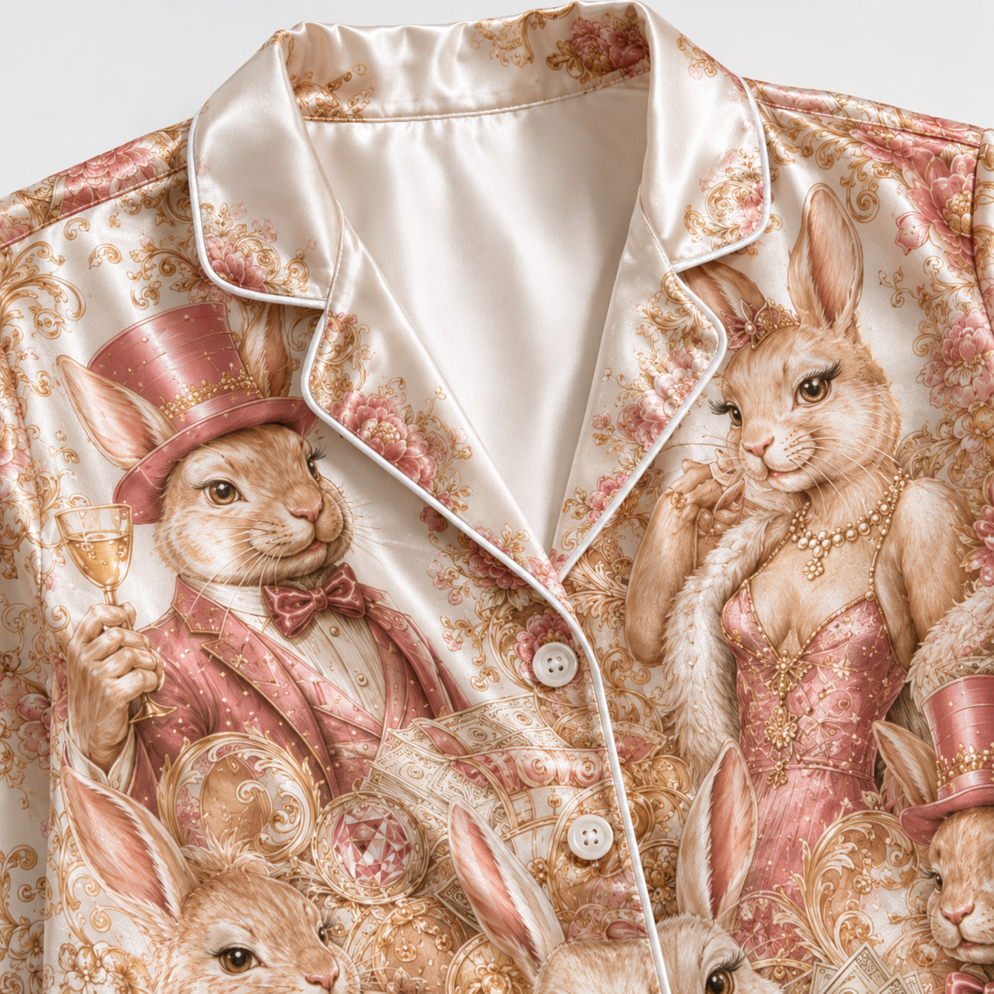 PJ-M353-Edgy Rabbit Motif Loungewear Set Designed With A Relaxed Fit For A Modern, High-Contrast Aesthetic