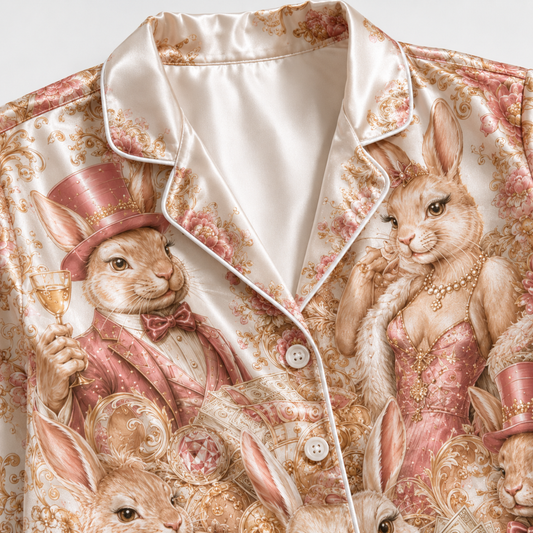 PJ-M353-Edgy Rabbit Motif Loungewear Set Designed With A Relaxed Fit For A Modern, High-Contrast Aesthetic