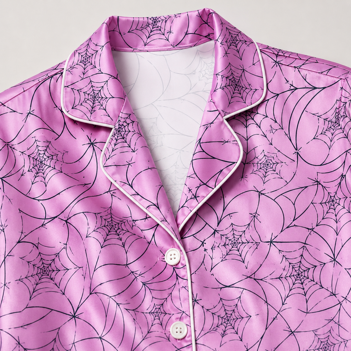 PJ-M360-Sophisticated Spiderweb Graphic Pajama Set Offering A Subtle And Moody Seasonal Interpretation