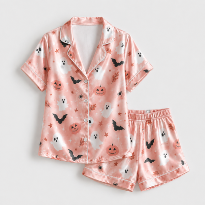 PJ-M361-Classic Halloween Pattern Pajama Set Perfect For Creating A Sophisticated Nightly Ambience