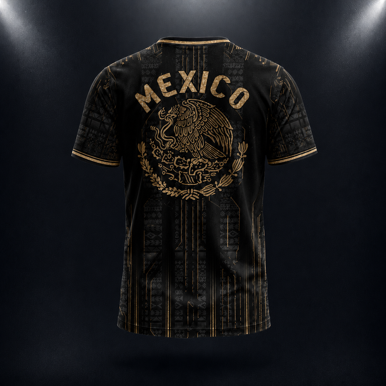 SJ-283-Adult/Youth Black Gold Mexico Aztec Calendar Clothing Set Graphic Soccer Jersey Cultural Pride Matching Apparel FREE SHIPING