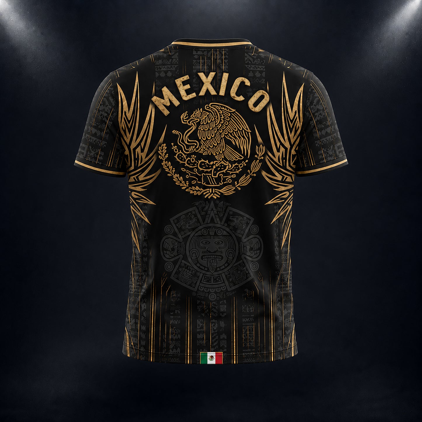 SJ-291-Adult/Youth Mexico Aztec Calendar Soccer Jersey, Black Gold Patriotic Football Shirt Tournament Fan Wear Custom FREE SHIPING