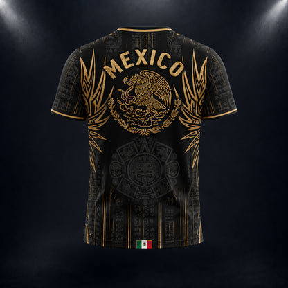 SJ-291-Adult/Youth Mexico Aztec Calendar Soccer Jersey, Black Gold Patriotic Football Shirt Tournament Fan Wear Custom FREE SHIPING