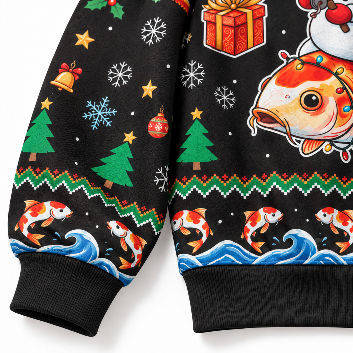 M2085-Christmas Snowman Koi Fish Collection, Funny Fishing Holiday Winter Festive Apparel