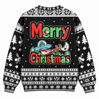 M2086-Alien Santa Christmas Collection, Funny UFO Abduction Reindeer Holiday Festive Apparel