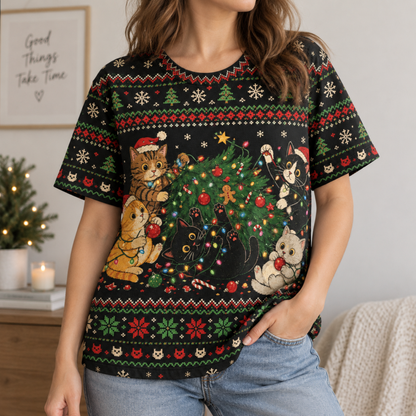 M2084-Christmas Cat Collection, Cozy Holiday Feline Lovers Winter Festive Apparel
