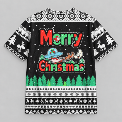 M2086-Alien Santa Christmas Collection, Funny UFO Abduction Reindeer Holiday Festive Apparel