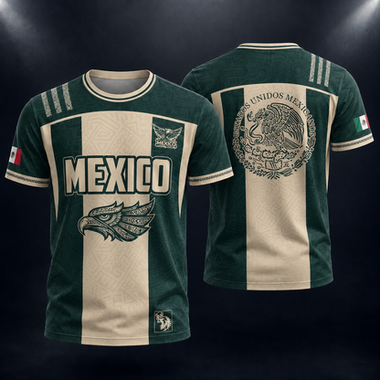 SJ-284-Adult/Youth Green Mexico Aztec Calendar Clothing Set Graphic Soccer Jersey Cultural Pride Matching Outfit Apparel FREE SHIPING