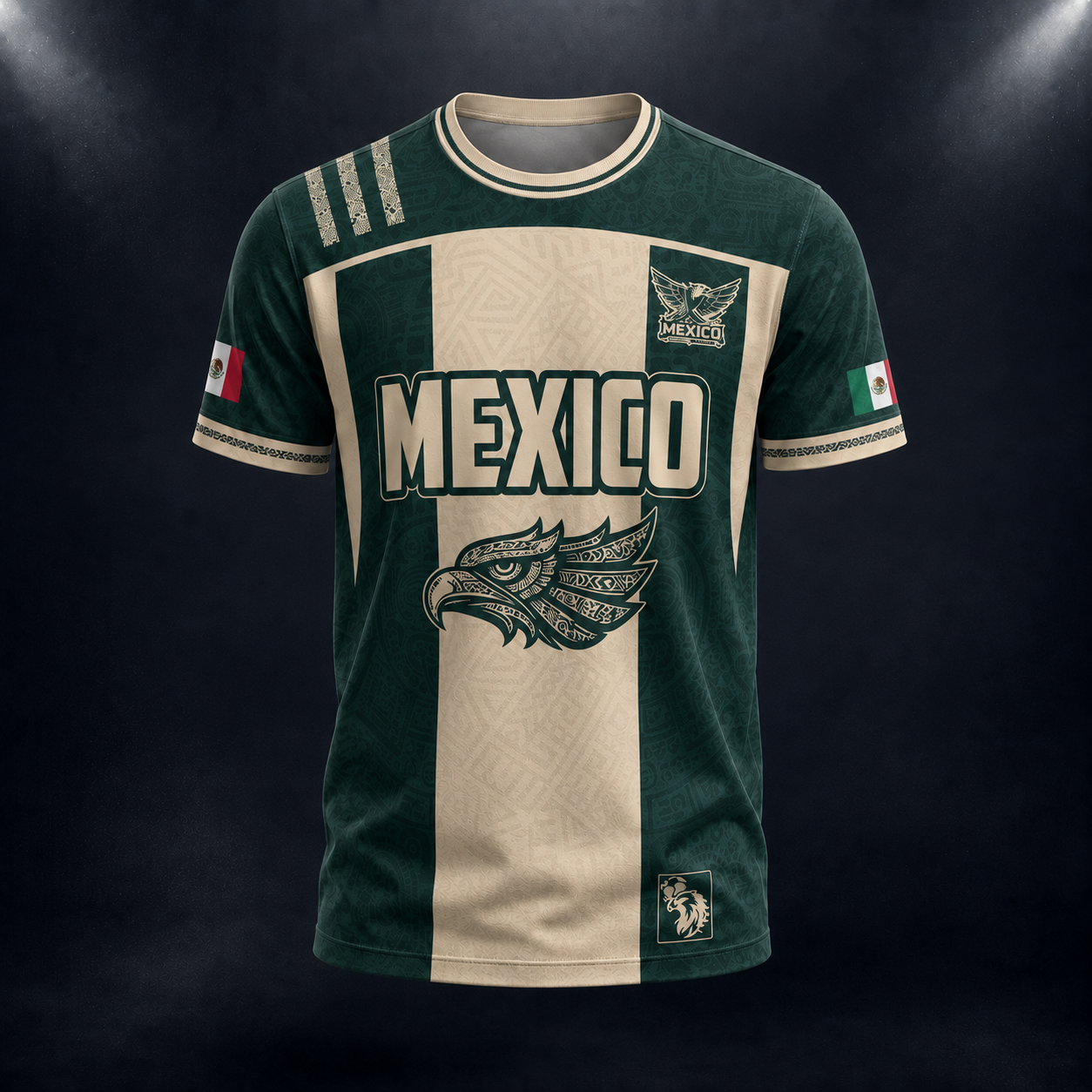 SJ-284-Adult/Youth Green Mexico Aztec Calendar Clothing Set Graphic Soccer Jersey Cultural Pride Matching Outfit Apparel FREE SHIPING