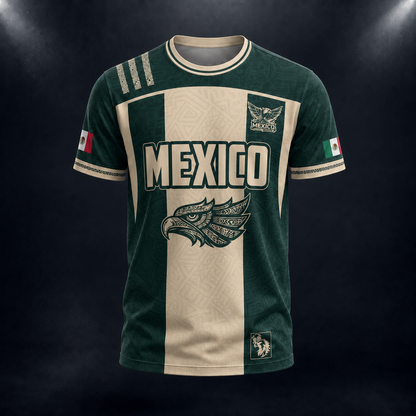 SJ-284-Adult/Youth Green Mexico Aztec Calendar Clothing Set Graphic Soccer Jersey Cultural Pride Matching Outfit Apparel FREE SHIPING