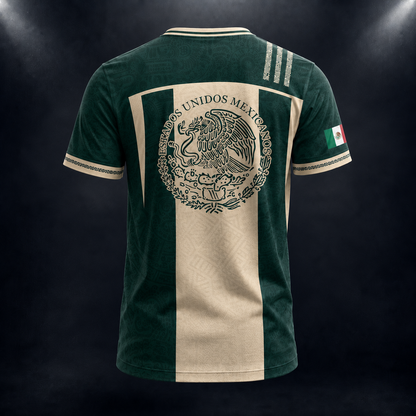SJ-284-Adult/Youth Green Mexico Aztec Calendar Clothing Set Graphic Soccer Jersey Cultural Pride Matching Outfit Apparel FREE SHIPING