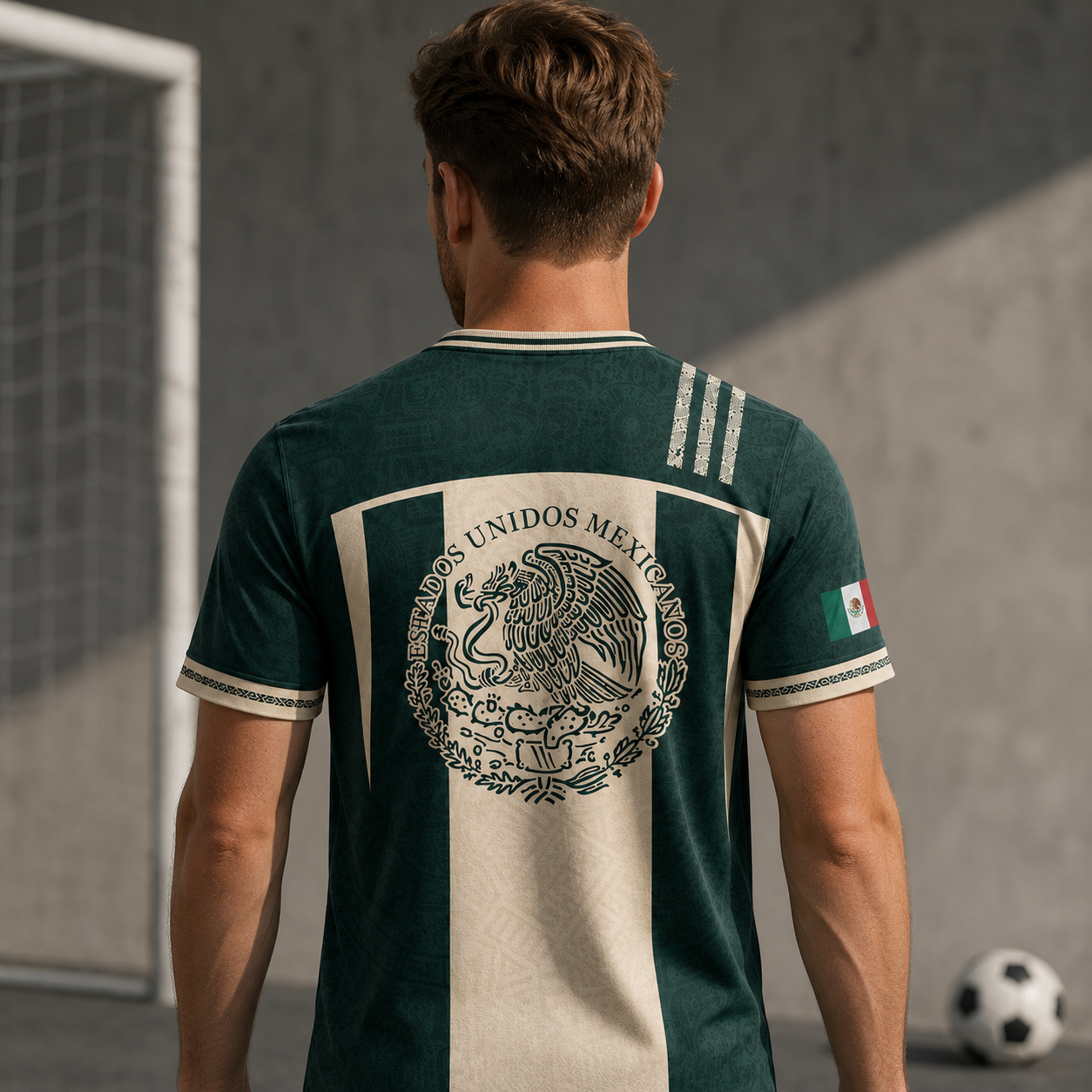 SJ-284-Adult/Youth Green Mexico Aztec Calendar Clothing Set Graphic Soccer Jersey Cultural Pride Matching Outfit Apparel FREE SHIPING