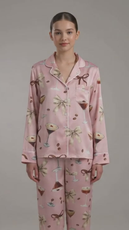 PJ-011-Espresso Martini Coffee Bean Silk Pajama Set