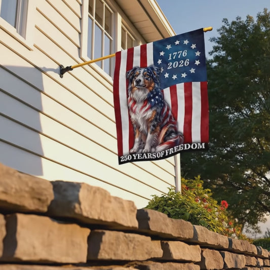 FLG-371-American 250 Years Dog Flag, Betsy Ross Style Independence Day Yard Lawn Banner