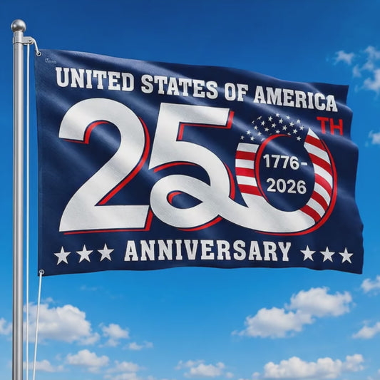 FLG-366-Blue Patriotic USA Flag, United States Semiquincentennial 250th Anniversary Celebration Banner Outdoor Decoration FREE SHIPPING
