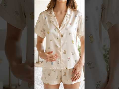 PJ-367-Satin Cherish Animal Pajama Apparel, Blue Bird Rabbit Loungewear Sleepwear Collection Nightwear