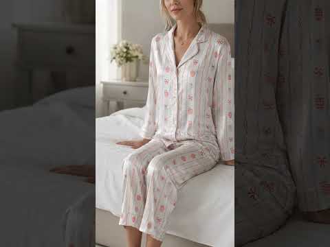 PJ-425-Heritage Plaid Apple and Ribbon Stripe Satin Sleepwear Ensemble