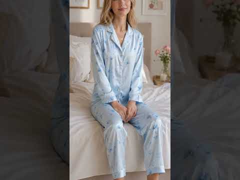 PJ-433-Serene Blue Butterfly And Floral Print Silky Resort Hawaiian Shirt With Matching Lounge Set