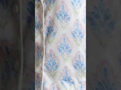 PJ-320-Women's Satin Pajamas Watercolor Medallion Floral Print Button Up Set